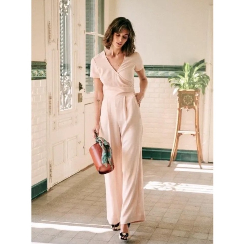 Sezane Blush Pink Wrap-Style Jumpsuit